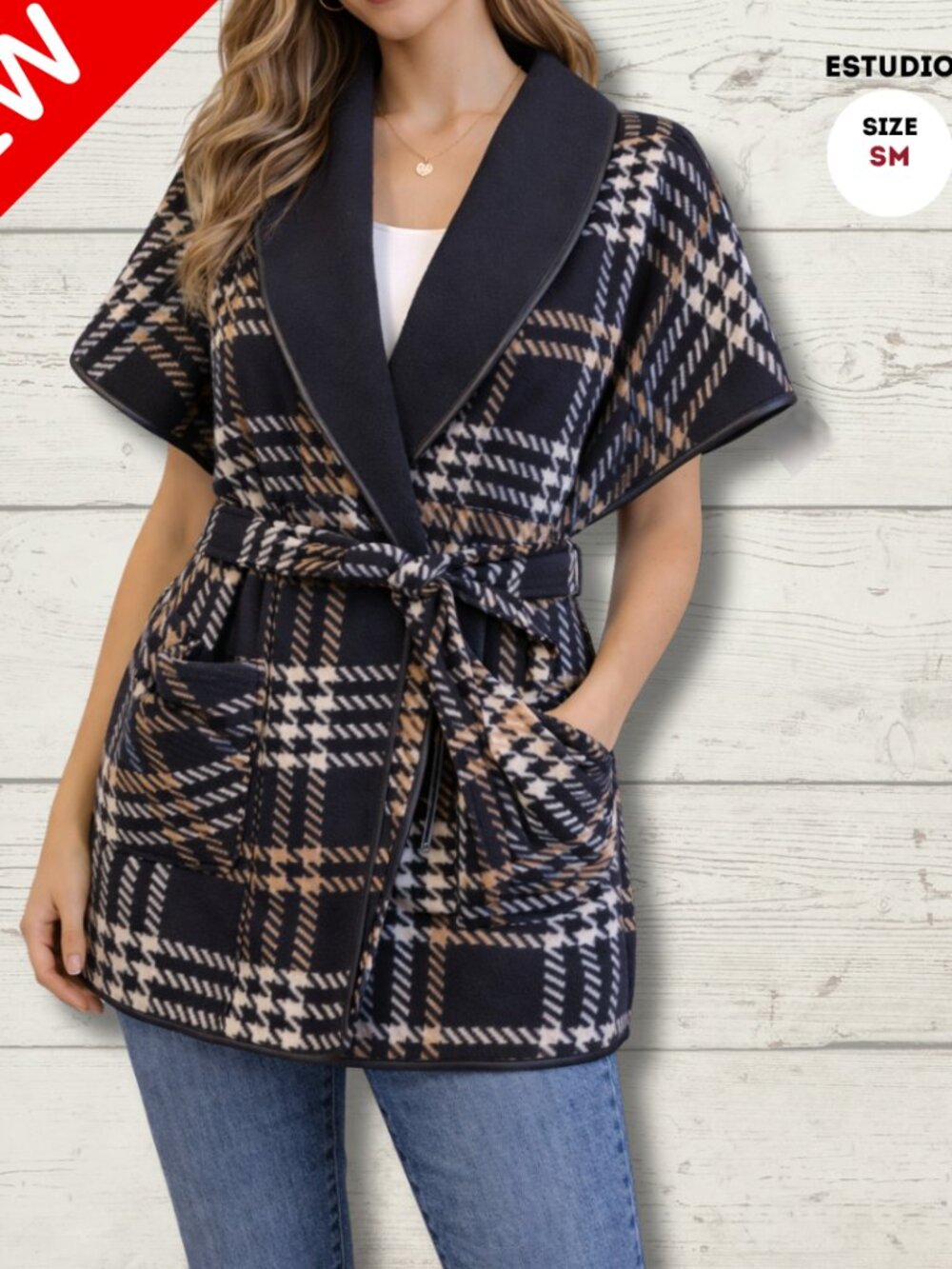 Estudio Belted Plaid Blazer – NWT – S/M